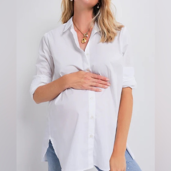 nwt Hatch Collection Nursing Friendly Maternity Classic Buttondown White Large 3 - Picture 7 of 16